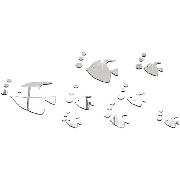 8-pack 3D Tropiska Fiskar Spegeleffekt Väggdekaler Design