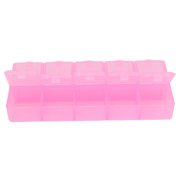 Pearl Container 10 Rum med Holdbar Holdbar Bærbar Transparent Multifunktionel Plast Smykkearrangør Pink