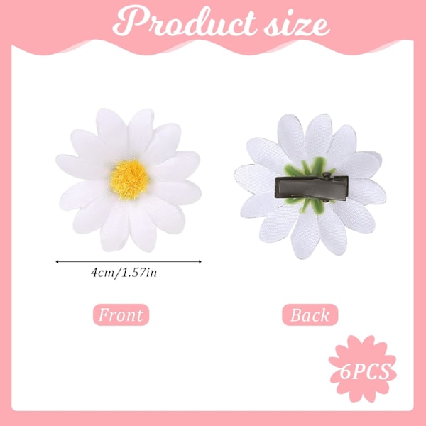 6 st Daisy hårklämma Daisy solros hårklämma Daisy hårklämmor Liten tyg solros hårklämma blomma hårklämmor