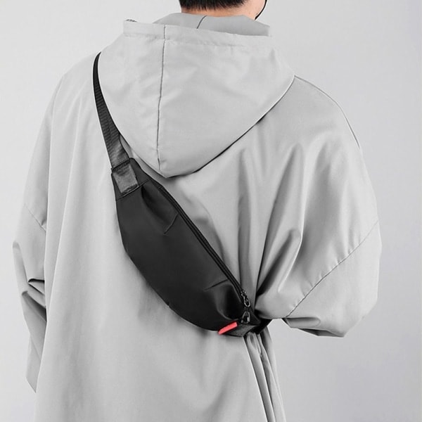 Miesten nailon vyölaukku rintalaukku matkapuhelinlaukku ulkoilulaukku crossbody-laukku musta black