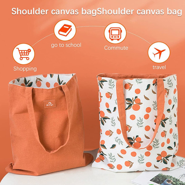 Dobbeltsidet bomuldslærred Tote Bag Tote Bag Shopping Bag Bomulds skuldertaske Reversible Canvas Messenger Bag til kvinder børn