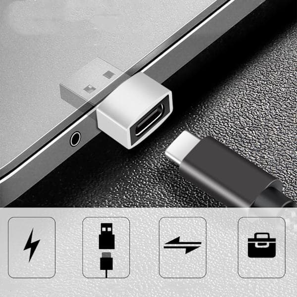 Sovitin USB-C (naaras) - USB-A 2.0 (uros) hopea