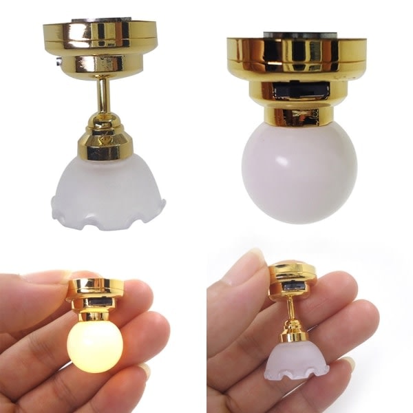 Dukkehuss Miniature Loftlampe LED Lampe 1:12 Miniature Dukkehuss Tilbehør LED Loftlampe 1/6 1/12 Dukkehuss Tilbehør null - Blomst Form