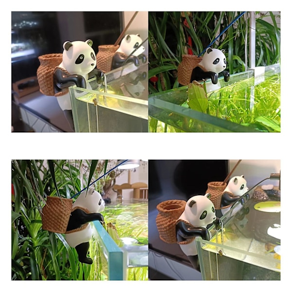 Hengende Dyrestatue Søt Panda Akvarium Tank Anheng for Balkong Blomsterpotte