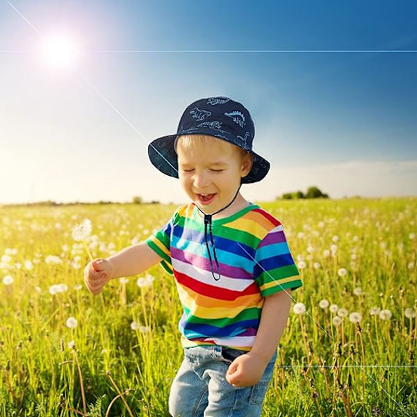 Barne Solhatt, UV-beskyttelse Strandlue Barn Bucket Hat Sommerhatt for Småbarn Gutter Jenter