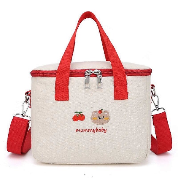 Ins Björn Lunchväska Canvas Stor Kapacitet Isolering Handväskor Multifunktionell Termisk Frukostlåda Bärbar Picknick Rese WY388 Lunchlådor & Väskor red