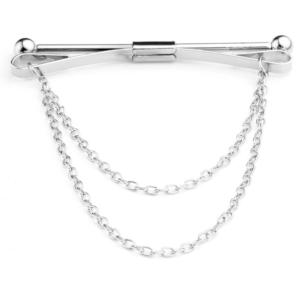 ak Mænd Sølv Tone Metal Skjorte Slips Krave Bar Pin Stud Bar Klemme Spænde Brosche Tørklæde Klemme Bar Kæde til Bryllup Forretning