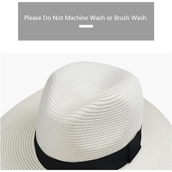 Dam Straw Panama Hat Fedora Strand Solhatt Bred Brätte Straw Roll up Hat UPF 50+