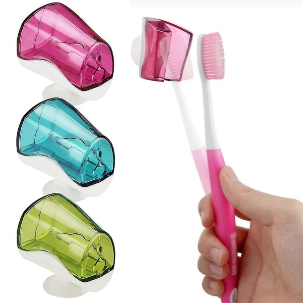 3 Stk/sæt Tandbørstehoved Cover Travel Bærbar tandbørsteholder med sugekop