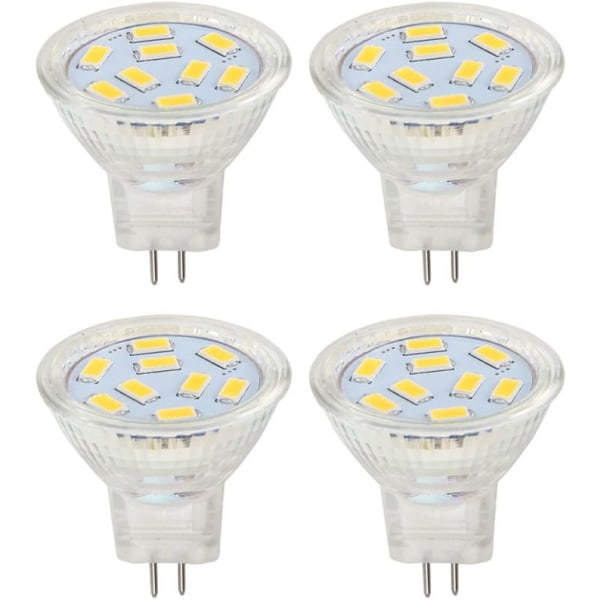 LED MR11-glödlampor 2W 12V, GU4 varmvit 3000K, 20W halogenekvivalent, MR11 G4/GU4.0 LED-lampa (paket med 4)