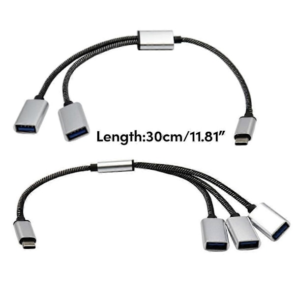 USB C - USB OTG -sovitin, Type C OTG -kaapeli, USB C -uros - 2/3 USB 2.0 -naaras One for three