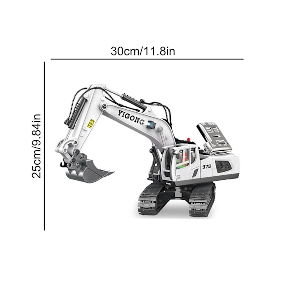 1:20 Fjernstyret Gravemaskine Tiptruck Bulldozer 2.4Ghz RC Legetøjsbiler til Børn White
