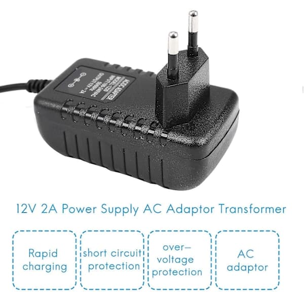 AC/DC 12V 2A 24W Strømforsyningsadapter Transformator for 5050 3528 LED Strip EU Plugg