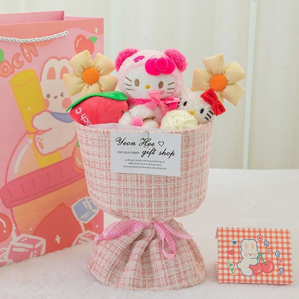 Tecknad plysch dockbukett Kreativ plyschleksak, blomsterlåda, alla hjärtans dag present till flickvän One-Size Kuromi