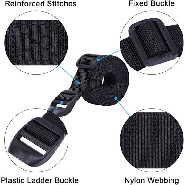 2 stk. Heavy Duty Utility Webbing Rem til Rygsækrejser, Sovepose Kompression, Bagage, Camping, Vandring