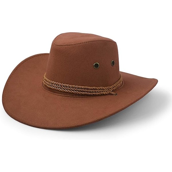 Cowboy Hat, Solhat Faux Filt Læder Ruskind Rejse Cap Western Hat Udendørs Solbeskyttelse