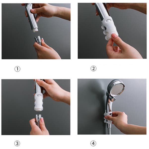 Dusjhodeholder - 4 stk silikon dusjhodeholder - Dusjhodeholder med sugekopper - Universal dusjhode- og hånddusjholder - Nei