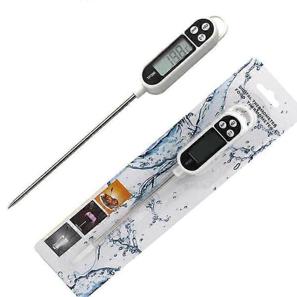 Digital ugnstermometer, köttermometer, köksbaktermometer, 1 st, för köket, stor display, snabb mätning, lång rostfri stålsonde, kabel
