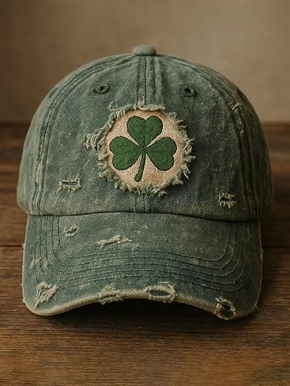St. Patrick's Day lue brodert kløver slitt denim baseballcaps Lucky Clover Trucker Cap