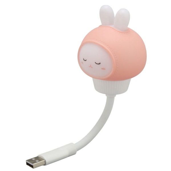 USB LED-lampa med röststyrning, 3 ljusstyrkenivåer, timer, ögonvänlig, bärbar, söt LED-nattlampa för sovrummet, kanin