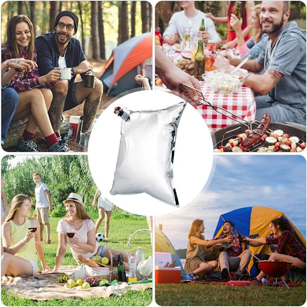 10L 6 st PE Vattenbärare Ingen läcka Lätt att bära Fyll Vattenförvaringsväska för Utomhuscamping Vandring Nöd Picknick BBQ