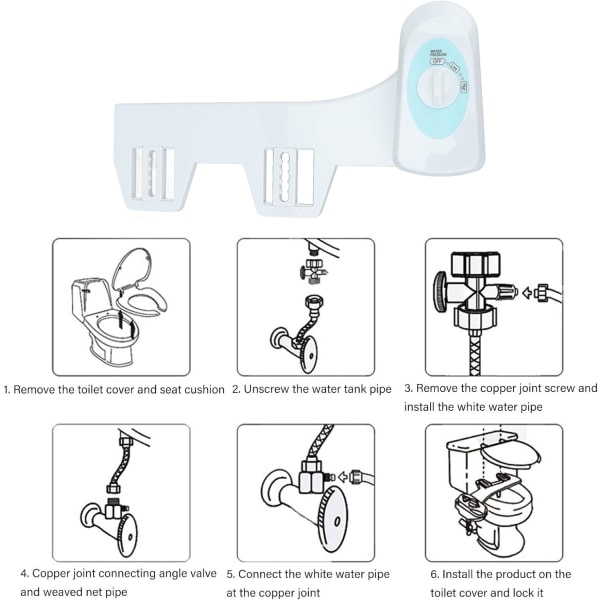 Toalett selv-rengjørende dyse komfortabel effektiv bidet-feste intelligent spyleanordning justerbar for kvinnelig vask