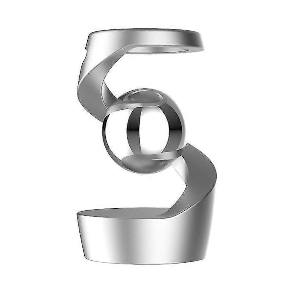 Tyngdekraftutfordrende kinetisk skrivebordsleke, skrivebordsgyroskop, optisk illusjon skrivebordsleke, rustfritt stål kule, stressreduserende kinetisk skulptur Silver