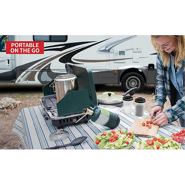 WARE Små Salt- og Peberbøsser til Rejser, Camping og Take-Away - Låsbare - 40g, Pakke med 2 Små sorte black Large
