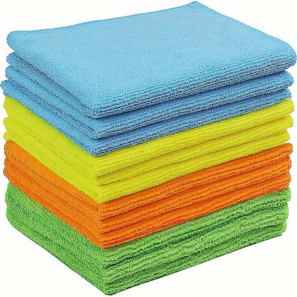 12-pack rymdtema ultrafina mikrofiberdukar - Ränderfria, mångsidiga rengöringsunderverk, elegant utan ansträngning Blue(Green(Orange((Yellow 12 PK