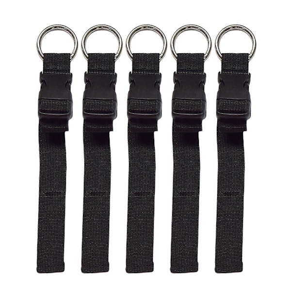5 stk. bagagestrop kuffertbælte jakkeholder strop tilføj-en-taske rejsetilbehør til mænd og kvinder sort 2,5X16cm Black 2.5X16cm