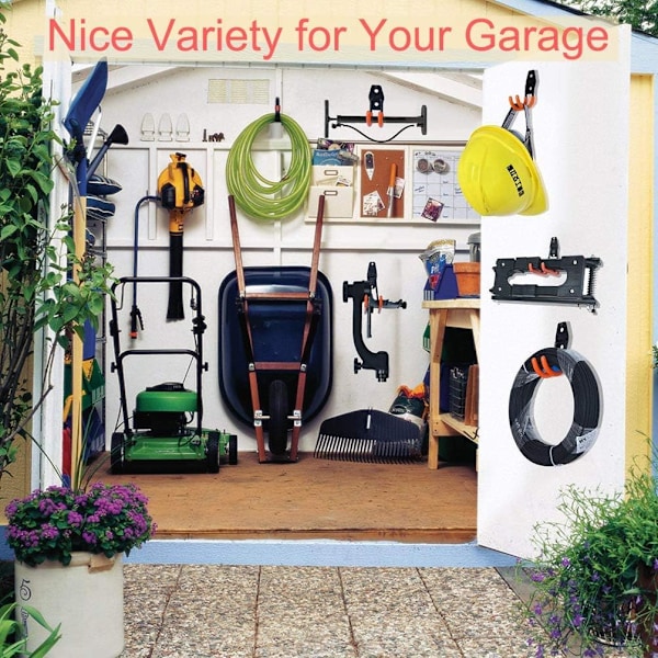 Garagekrokar, kraftiga garageförvaringskrokar i stål för organisering av elverktyg, stegar, skrymmande föremål (10-pack)
