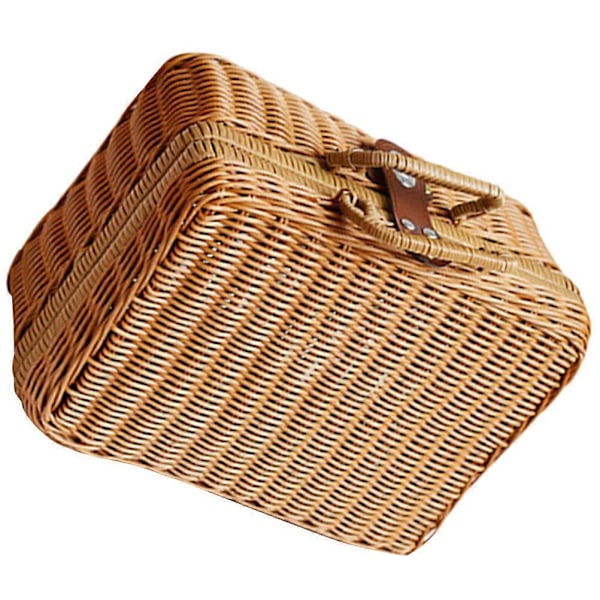 Retro Handvävd Resväska Imiterad Rattan Vävd Förvaringslåda Kreativ Resväska