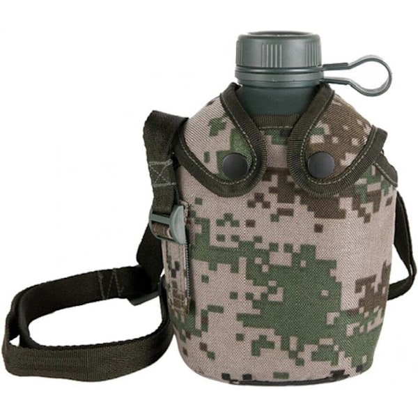 1l Army Hip Flask Vandflaske Aluminium Vinkande Militær Kantine Camping Vandring Overlevelseskedel med Dæksel Udendørs