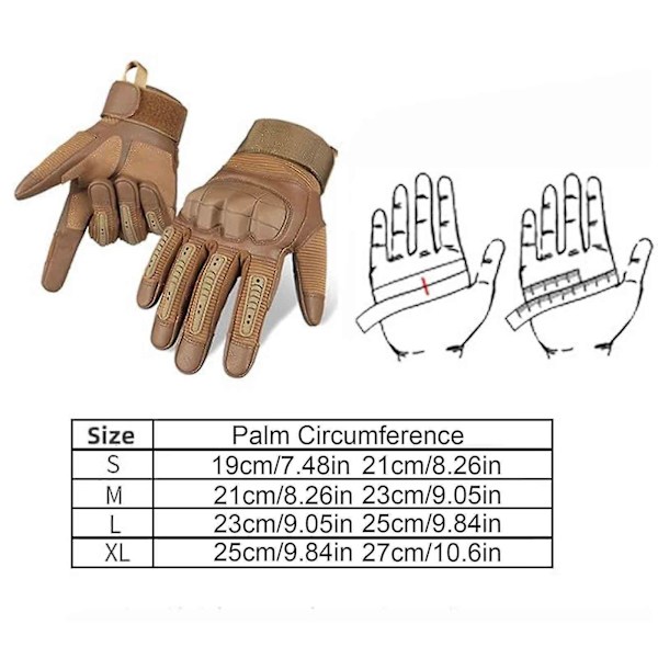 Uforgængelige Beskyttende Taktiske Handsker med Fulde Fingre - Taktiske Handsker til Mænd Touch Screen Handsker med Fulde Fingre til Jagt Motorcykel Brown XL