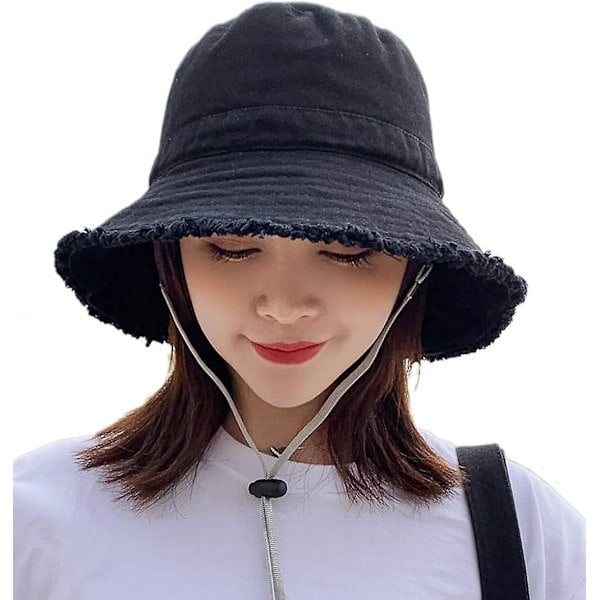 Women's cotton sun hat, wide brimmed sun hat for teenagers and girls, UPF 50+