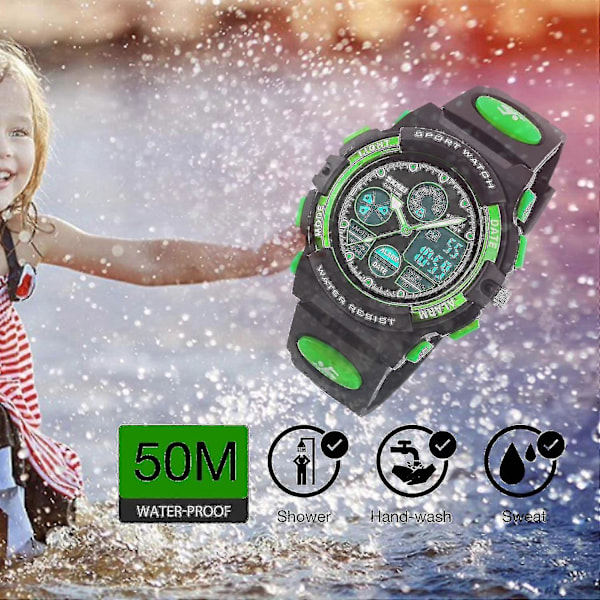 Børne Digital Sport Ur, Drenge Piger Vandafvisende Sports Udendørs Ure Børn Casual Elektronisk Analog Kvarts Håndleds Ure Med - XC