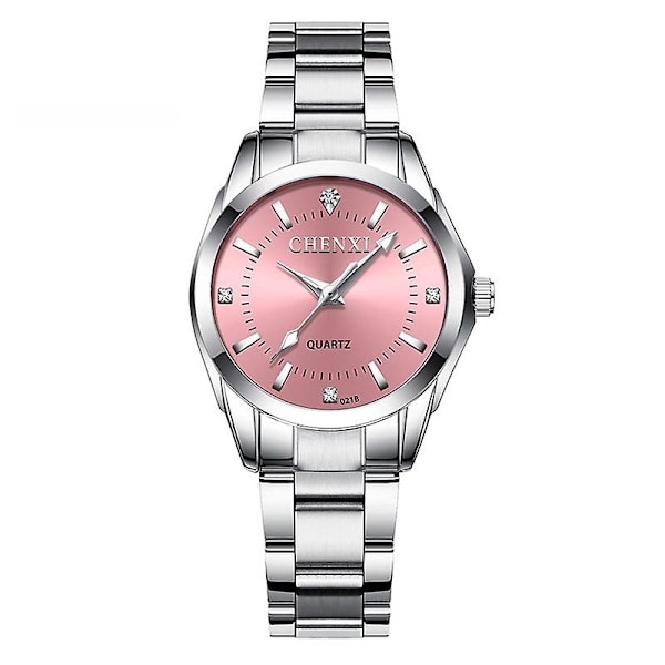 6 Väriä Chenxi Merkki Kellon Luksus Naiset Vapaa-ajan Kellot Vedenkestävä Kellon Naiset Muoti Pukeutua Rhinestone Rannekello Cx021b 021B Pink Dial
