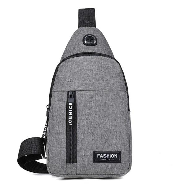 Crossbody Sling Bag til mænd - Vandtæt Oxford-stof Brysttaske til shopping, camping og gåture - Lysegrå light grey