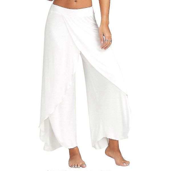 Yoga Byxor Dam Hippie Flowy Slit Byxor Harem Palazzo Yoga Split Byxor Lös Vida Ben Plus Size Flerfärgad Valfri Wine Red 2XL