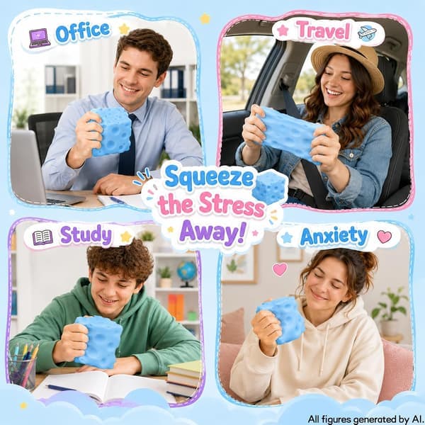 3,15-tommer Jumbo Ost Squishy Legetøj, Langsomt-stigende Dejfidget og Blød Sensorisk Stressaflastningskube til Børn