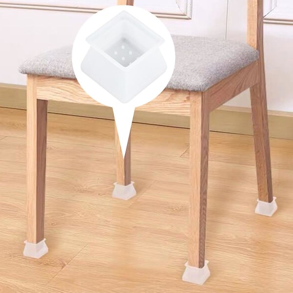 Gulvbeskyttere til Stoleben, Stolebenshætter, Silikone Gulvbeskyttere til Stoleben med Filt, Silikone Møbelbensbeskyttelsescover Beskytter Hårdttræ Transparent 8pcs