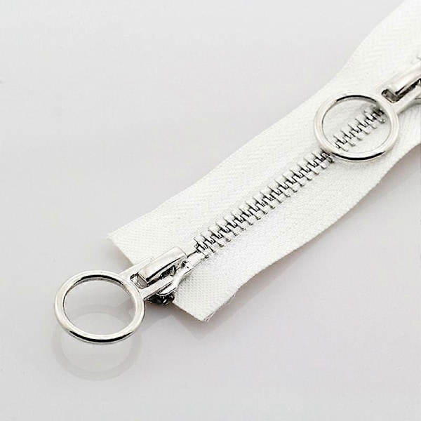 5# 70/90cm Metall Dragkedja Dubbel Slider Rund Ring Dragkedja För DIY Sömnad Kläder white 90cm