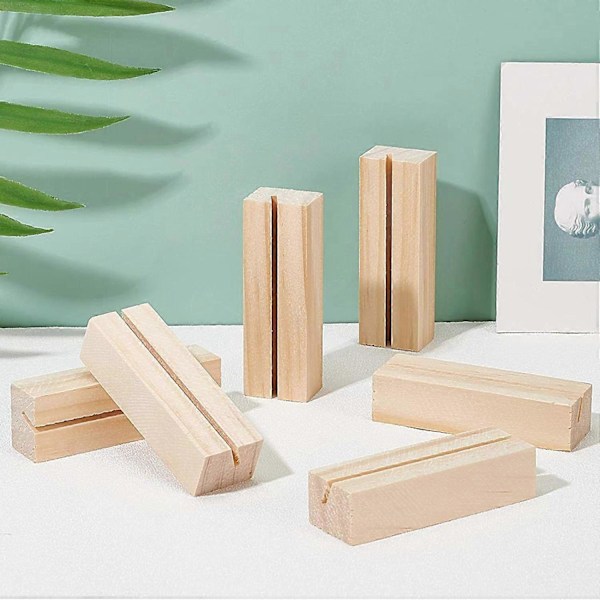 10 Pakke Træ Pladskort Holdere Træ Menu Skilt Holder Bordnumre Kort Display Stativ Til Bryllup Middag Hjem