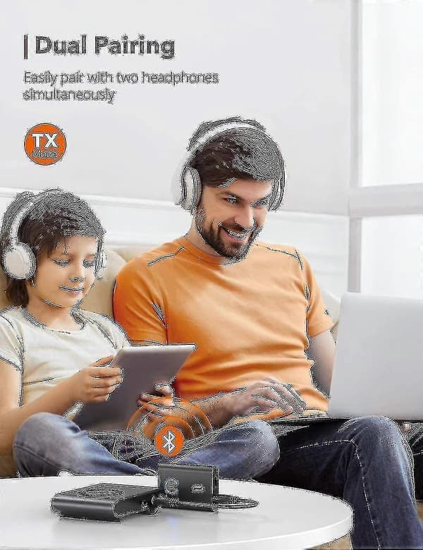 Taotronics Bluetooth 5.0 Sender/Modtager - 2-i-1 Trådløs Lydadapter (aptX Low Latency)