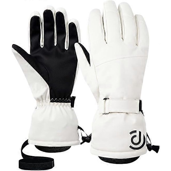 Vinterhandskar för skidåkning för män och kvinnor, vattentäta snöhandskar, unisex pekskärmsskidhandskar för kallt väder White M