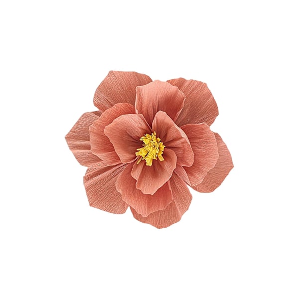 Set med crepepappersblommor med fjärils- och lövbakgrund - Perfekt för festdekoration och heminredning Gray Pink