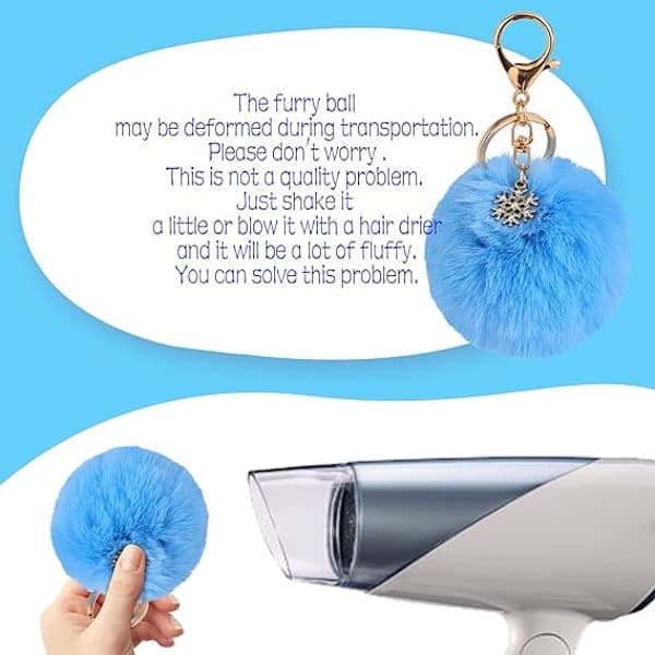Pom Pom Nøglering Kunstig Pelsbold Nøglering Fluffy Tilbehør Bil Taske Charm Sort01