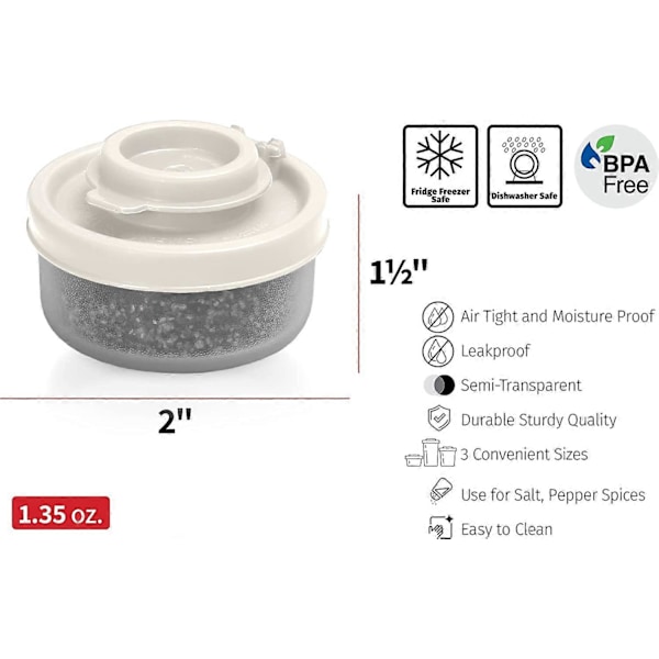 WARE Små Salt- og Peberbøsser til Rejser, Camping og Take-Away - Låsbare - 40g, Pakke med 2 Små sorte white Small