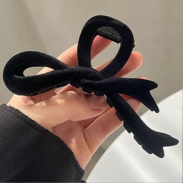 Røde Fløjls Sløjfe Hårklemmer Efterår Vinter Kvinder Hårklemme Hårtilbehør Black