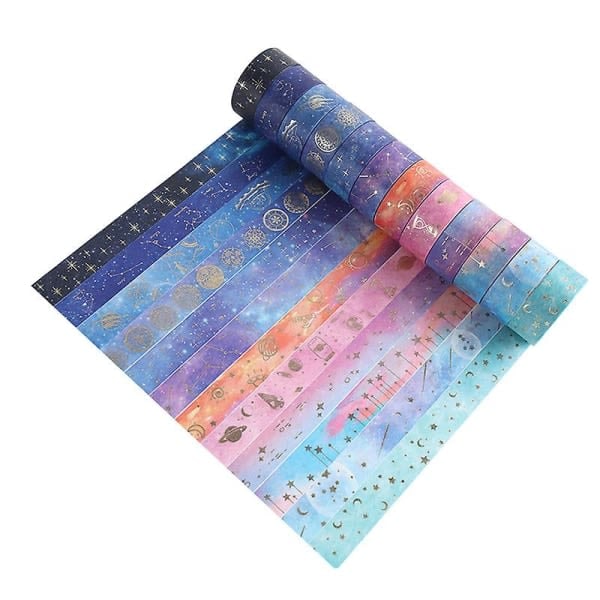 12 rullar Washi-tejp, Starry Sky Washi-tejp Dekorativt papper